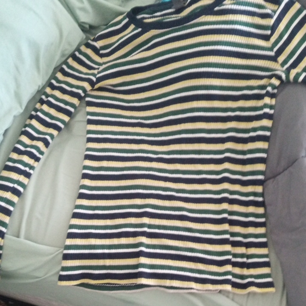 Eddie Bauer Striped Long Sleeve Tee - Black, White, Yellow